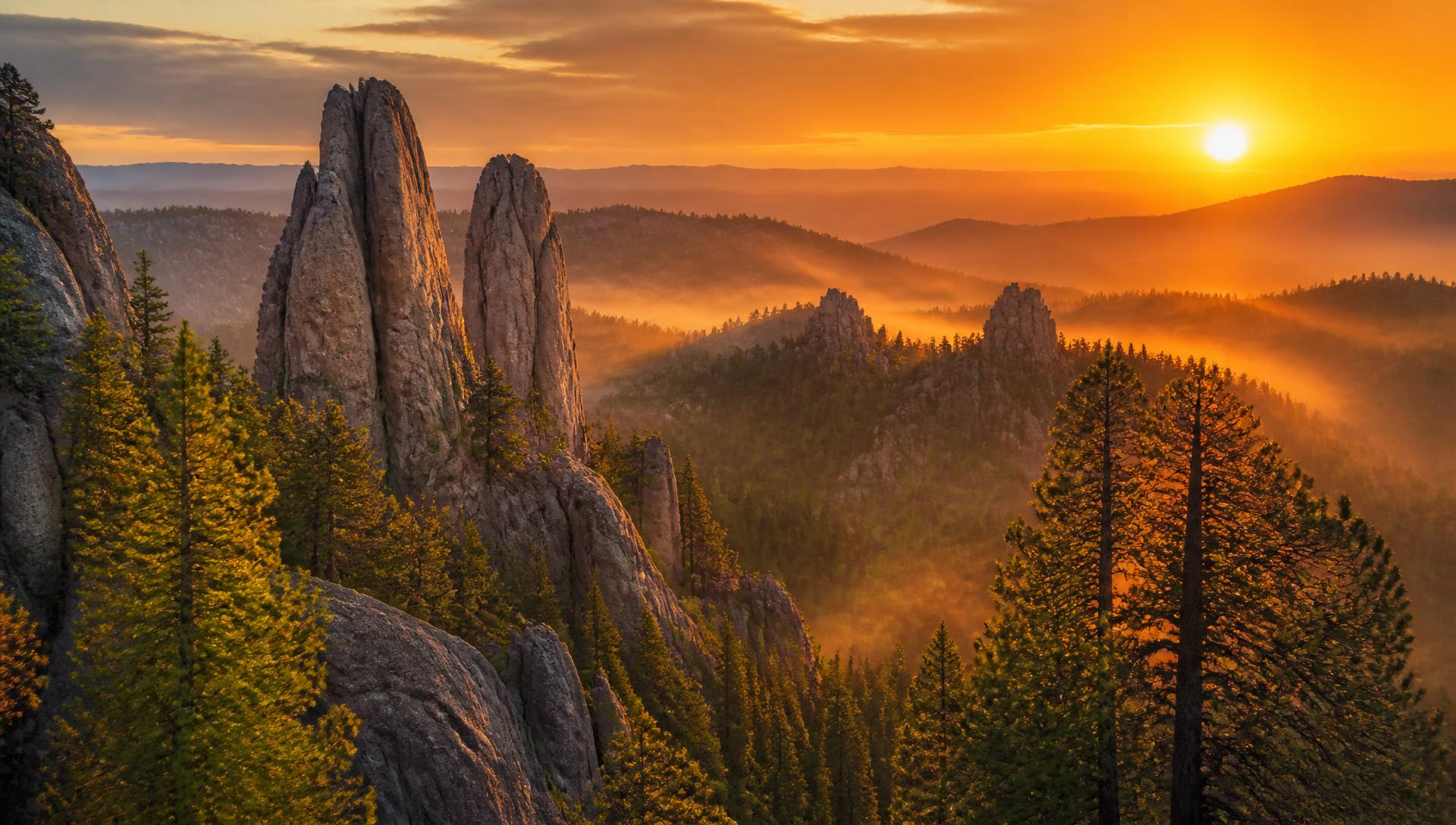 Sunset over the Black Hills of South Dakota near Rapid City